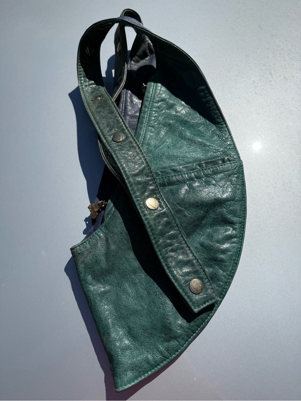 EUC The Sash Bag two tone reversible blue & green leather crossbody bag - Picture 12 of 12
